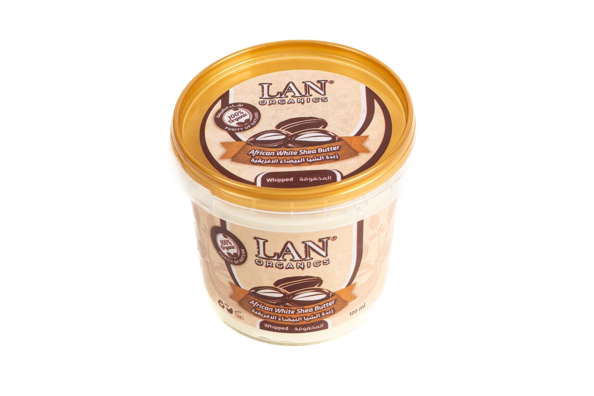 عبوة زبدة الشيا البيضاء العضوية من LAN بينة وعطرية لترطيب البشرة والشعر